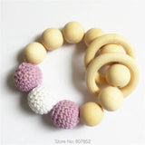 5PCS DIY Wooden Baby Pacifier Teething Wood Ring Crochet Knitted Beads