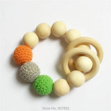 5PCS DIY Wooden Baby Pacifier Teething Wood Ring Crochet Knitted Beads