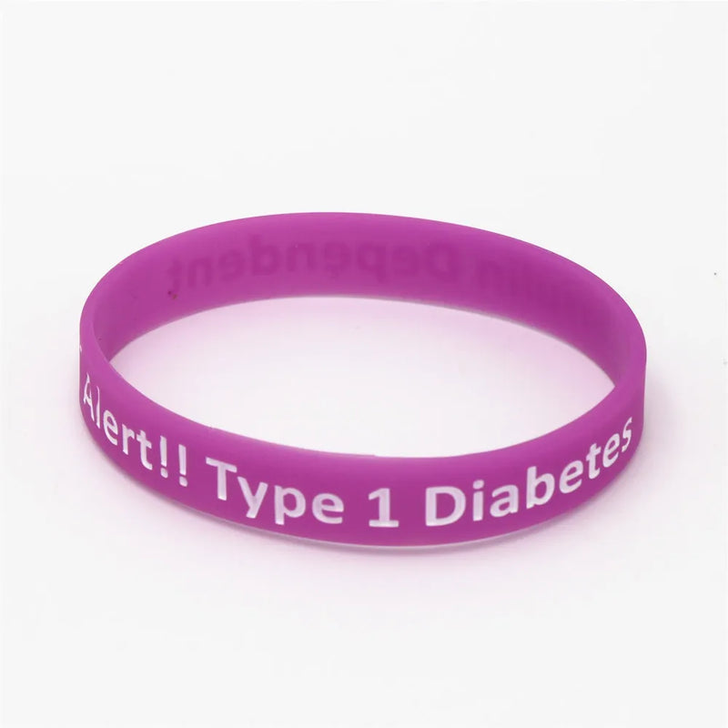 5PCS Diabetic Bracelets Medical Alert Type 1 Diabetes Insulin Dependent Silicone