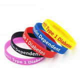 5PCS Diabetic Bracelets Medical Alert Type 1 Diabetes Insulin Dependent Silicone