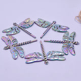 5PCS Dragonfly Drilled Charm Pendant Rainbow Accessories for Custom Jewelry