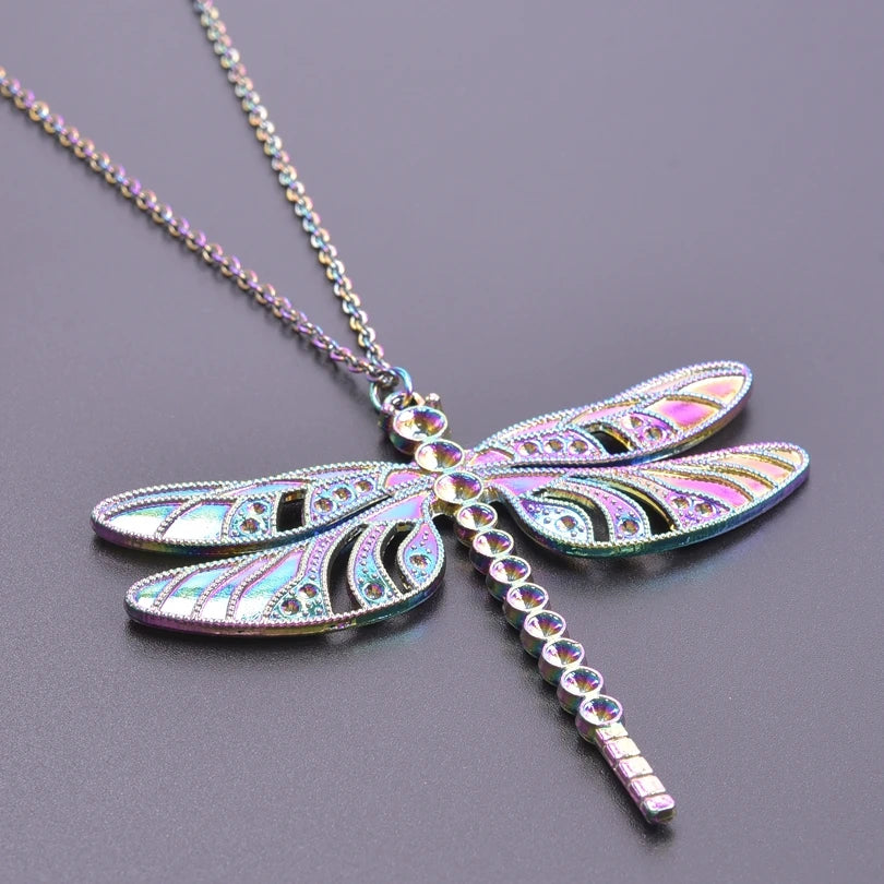 5PCS Dragonfly Drilled Charm Pendant Rainbow Accessories for Custom Jewelry