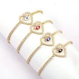 Enamel Eye Heart Bracelet for Women Zircon Chain Greek Eye Jewelry