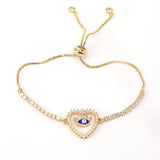 Enamel Eye Heart Bracelet for Women Zircon Chain Greek Eye Jewelry