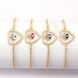 Enamel Eye Heart Bracelet for Women Zircon Chain Greek Eye Jewelry