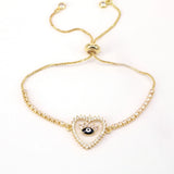 Enamel Eye Heart Bracelet for Women Zircon Chain Greek Eye Jewelry