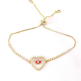 Enamel Eye Heart Bracelet for Women Zircon Chain Greek Eye Jewelry