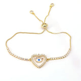 Enamel Eye Heart Bracelet for Women Zircon Chain Greek Eye Jewelry