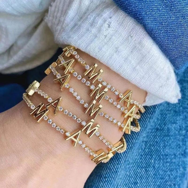 MAMA Style Tennis Chain Bracelet, 5PCS Charm Bracelets