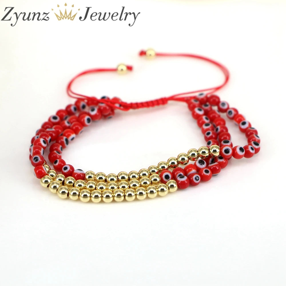 5PCS Evil Eye Glass Beads Bracelet Colorful Lampwork Macrame Bangle