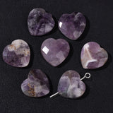 5PCS Faceted Heart Charms Bead Red Jaspers Quartzs Aventurine Loose Beads