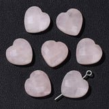 5PCS Faceted Heart Charms Bead Red Jaspers Quartzs Aventurine Loose Beads