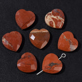 5PCS Faceted Heart Charms Bead Red Jaspers Quartzs Aventurine Loose Beads