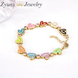 Bohemian Enamel Love Heart Charm Bracelet For Women Colorful Jewelry