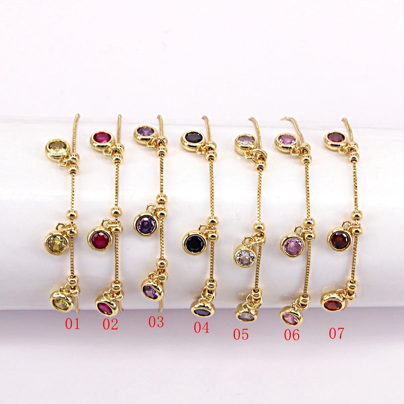 CZ Zircon Round Charms Bracelets for Women Bohemia Gold-color Jewelry
