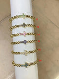 5PCS Chain Beads Bracelets Zircon Cross Copper Bead Chain Punk Jewelry