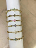 5PCS Chain Beads Bracelets Zircon Cross Copper Bead Chain Punk Jewelry