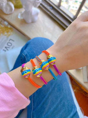 5PCS Colorful Rope Evil Eye Bracelet Couple Hand Jewelry
