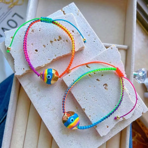 5PCS Colorful Rope Evil Eye Bracelet Couple Hand Jewelry