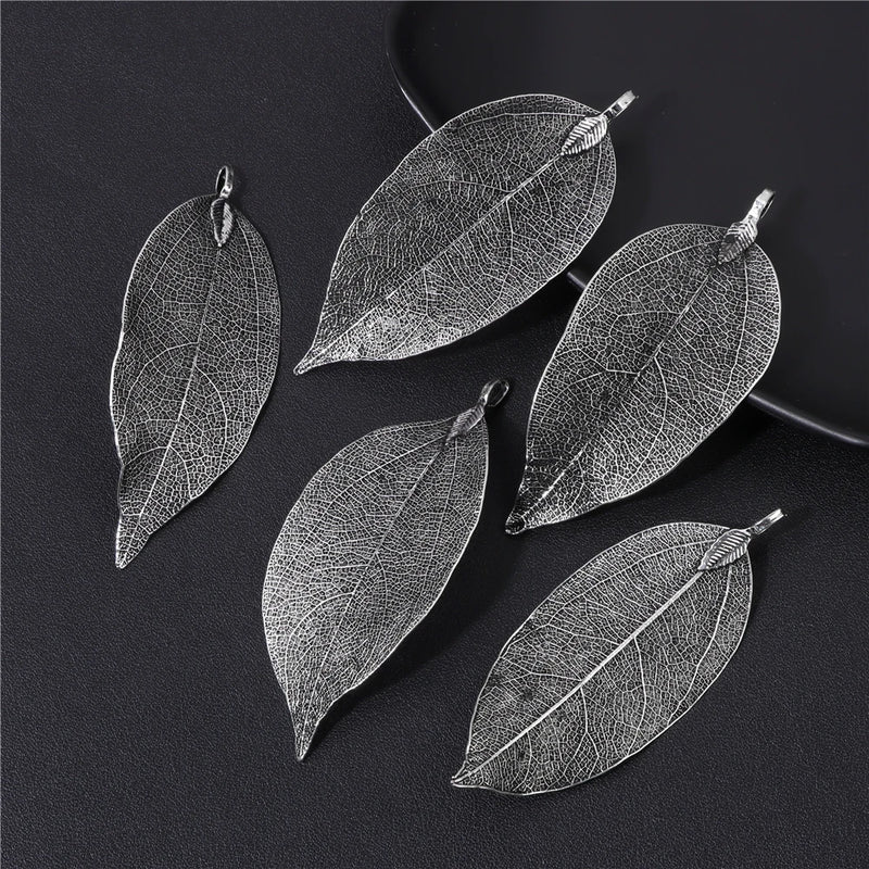 5PCS Colorful Leaf Pendant Charms For DIY Jewelry Making 40-60mm