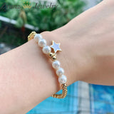5PCS Beads Pearl Star Cross Multilayer Charm Bracelets Set for Women