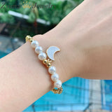 5PCS Beads Pearl Star Cross Multilayer Charm Bracelets Set for Women