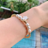 5PCS Beads Pearl Star Cross Multilayer Charm Bracelets Set for Women