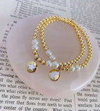 5PCS Copper & Pearl Beads Charms Bracelets for Women