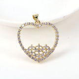 5PCS Heart Necklace Pendant Zircon Love Charms Adjustable Gift