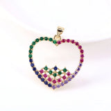 5PCS Heart Necklace Pendant Zircon Love Charms Adjustable Gift