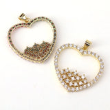 5PCS Heart Necklace Pendant Zircon Love Charms Adjustable Gift