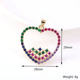 5PCS Heart Necklace Pendant Zircon Love Charms Adjustable Gift