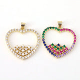 5PCS Heart Necklace Pendant Zircon Love Charms Adjustable Gift