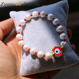 5PCS Lampwork Glass Eye Beads Bracelet Freshwater Pearl Bangle