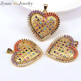 5PCS Colorful Crystal Heart Charms Pendants DIY Jewelry Making