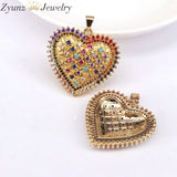 5PCS Colorful Crystal Heart Charms Pendants DIY Jewelry Making