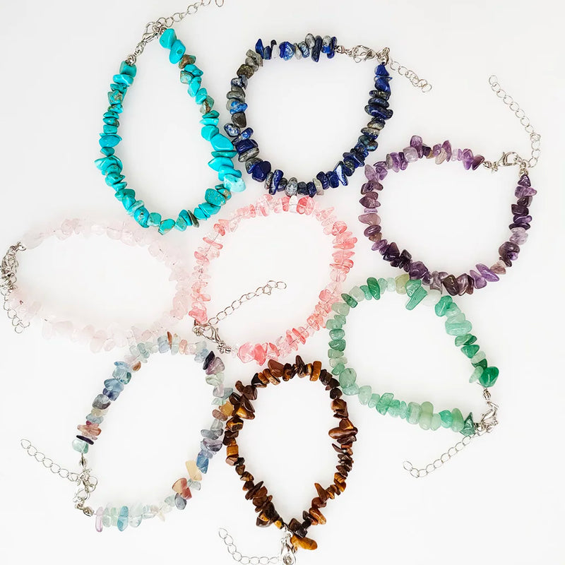 5PCS Natural Stone Bracelet Women Irregular Crushed Hand String Birthday Gift