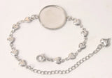 5PCS Stainless Steel 20mm Round Cabochons Settings Heart Chain Bracelet