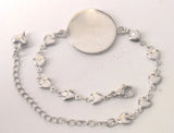 5PCS Stainless Steel 20mm Round Cabochons Settings Heart Chain Bracelet