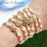 5PCS Zircon Star Heart Cross Hamsa Hand Charm Bracelet