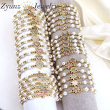 5PCS Zircon Star Heart Cross Hamsa Hand Charm Bracelet