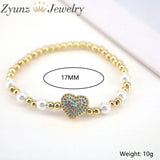 5PCS Zircon Star Heart Cross Hamsa Hand Charm Bracelet