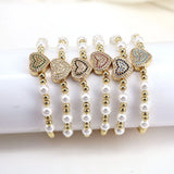 5PCS Zircon Star Heart Cross Hamsa Hand Charm Bracelet