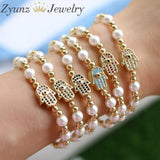 5PCS Zircon Star Heart Cross Hamsa Hand Charm Bracelet