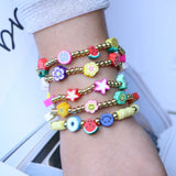 Colorful Fruit Happy Face Flower Star Bracelet, 5PCS