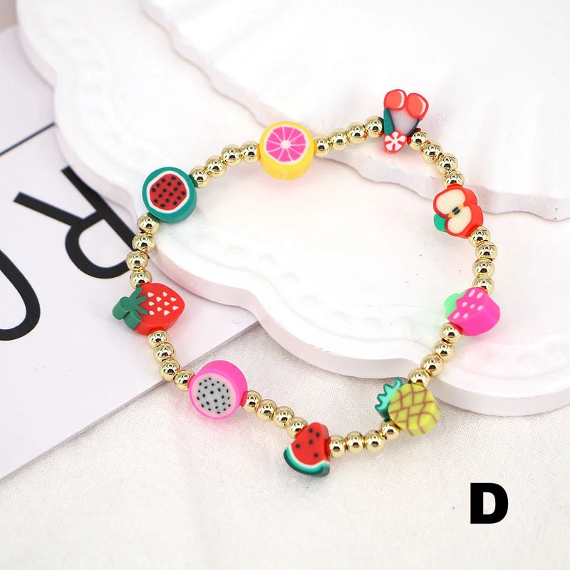 Colorful Fruit Happy Face Flower Star Bracelet, 5PCS
