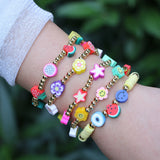 Colorful Fruit Happy Face Flower Star Bracelet, 5PCS