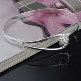 5PCS Silver Plated Charm Flower Bracelets for Women