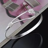 5PCS Silver Plated Charm Flower Bracelets for Women
