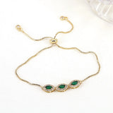 5PCS Female CZ Bar Thin Chain Bracelet Gold-color Charm Bangle